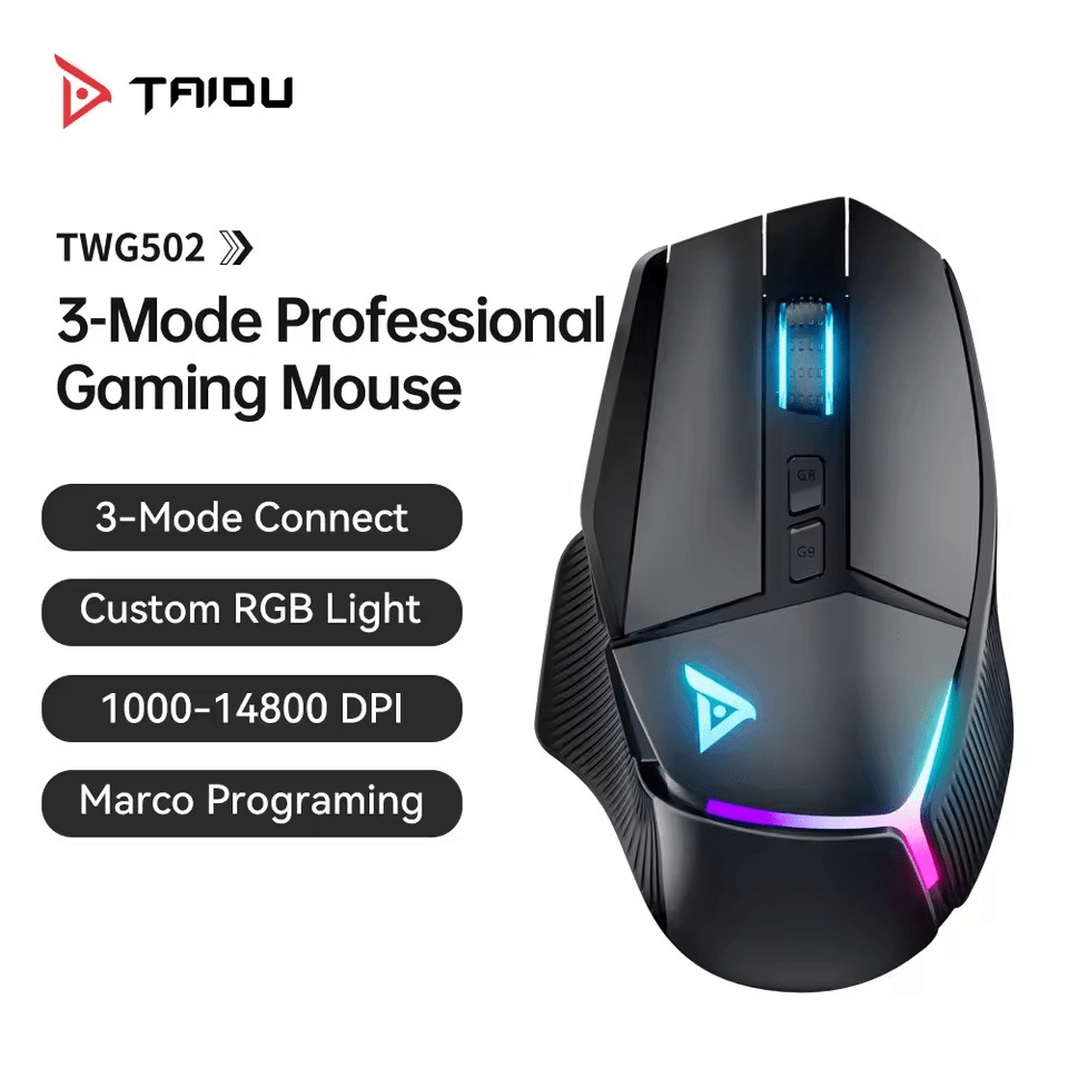 Chuột Gaming Không Dây Taidu TWG502 – Kết Nối 3 Chế Độ, Đèn RGB 16.8 Triệu Màu, Pin 60h, DPI 14800