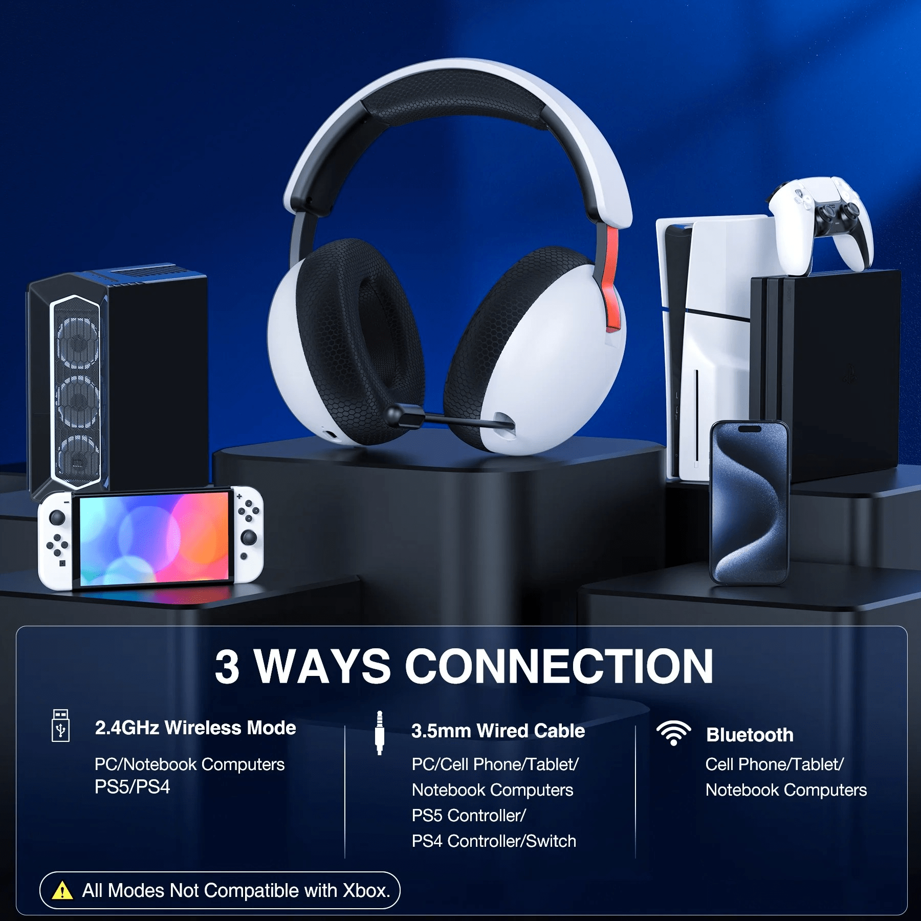 Bl500 PRO 2.4Ghz USB Dongle Tai nghe chơi game Bluetooth không dây Âm nhạc có Mic cho PC PS4 PS5 Điện thoại - Ảnh 3