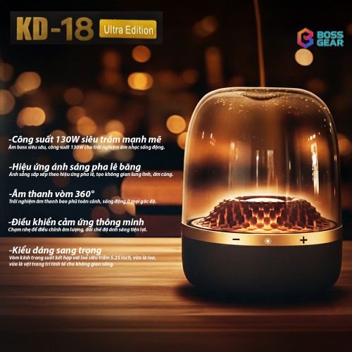 Loa Bluetooth KD-18 Ultra Edition – Công Suất 130W, Thiết Kế LED Ma Trận Pha Lê Sang Trọng